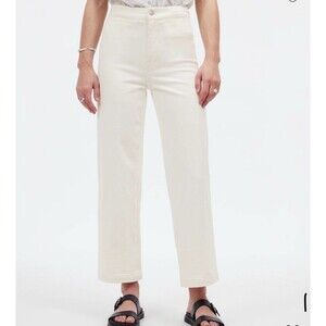 Madewell Emmett Wide-Leg Crop Jeans 33 Cream High Rise Stretch Coastal Casual